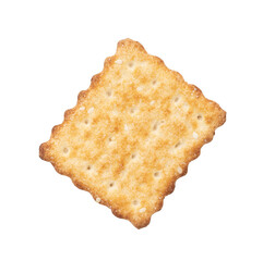 Square thin cookie, biscuit with sesame on surface isolated on white