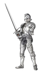 Drawing medieval plate armor, full body plat, art.illustration, vector