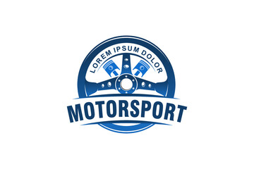 Automotive car steering wheel logo design garage workshop illustration race speed auto repair