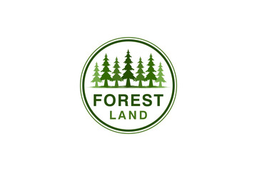 Green cedar pine tree logo nature organic environment icon symbol rounded shape illustration