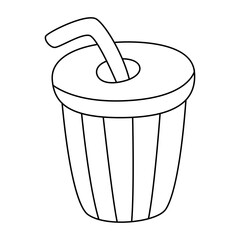 Doodle disposable paper cup with soda and straw