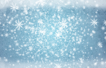 Naklejka na ściany i meble White Snowflakes on Blue Digitally Generated Abstract Background