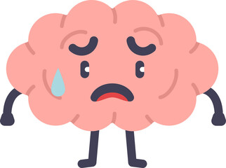 Brain Cartoon Character Sad