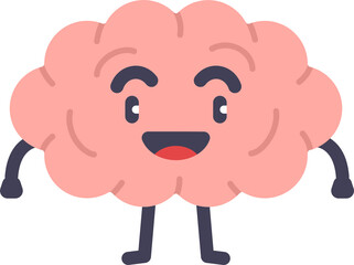 Brain Cartoon Character Happy