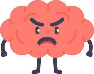 Brain Cartoon Character Angry