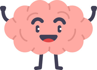 Brain Cartoon Character Happy