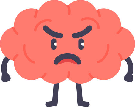 Brain Cartoon Character Angry