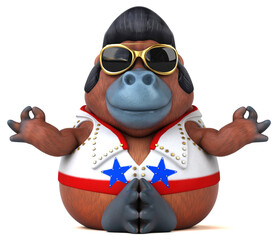 Fun 3D cartoon illustration of a Orang Outan rocker © Julien Tromeur
