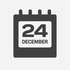 Icon day date 24 December, template calendar page