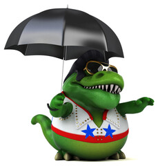 Obraz premium Fun 3D cartoon illustration of a Trex rocker