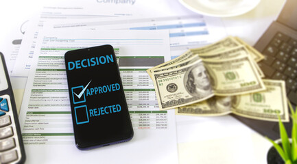 Fototapeta premium The decision to approve or reject a business investment project,future business planning,businessman work