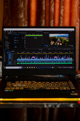 Editing videos on laptop, Premiere