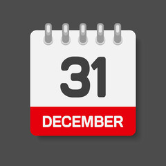 Icon day date 31 December, template calendar page