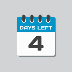 Countdown daily page calendar icon - 4 days left