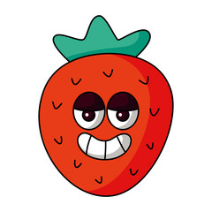 Obraz premium Happy smiling strawberry fruit icon cartoon