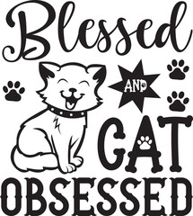 blessed and cat obsessed svg