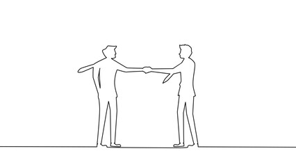 business cooperation. continuous line drawing of business people shaking hands vector