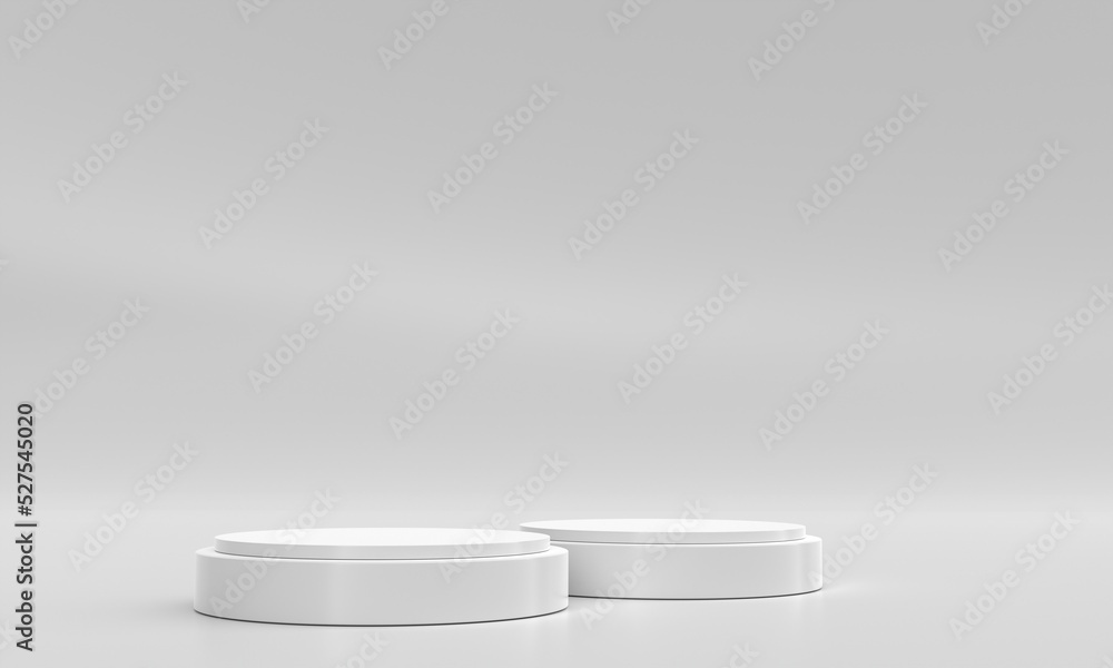 Poster minimalist illustration with empty white podium scene for product presentation on 3d rendering