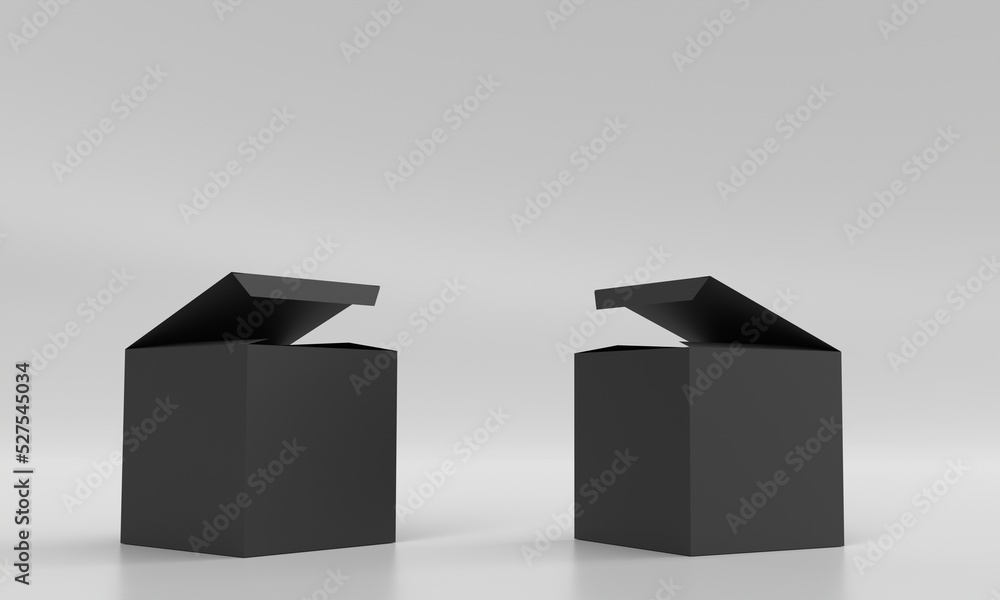 Poster 3d rendering product mockup with empty box packaging