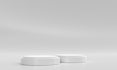 minimalist illustration with empty white podium scene for product presentation on 3d rendering