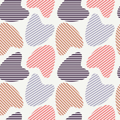 Stripe heart shapes seamless pattern. Abstract beige geometric backdrop illustration. Wallpaper, graphic background, fabric, textile, print, wrapping paper or package design.