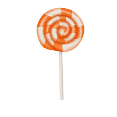 Halloween candy watercolor.  Orange Lollie pop.
