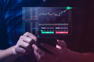 Business people use their mobile phones and laptops for stock market analysis for cryptocurrencies...