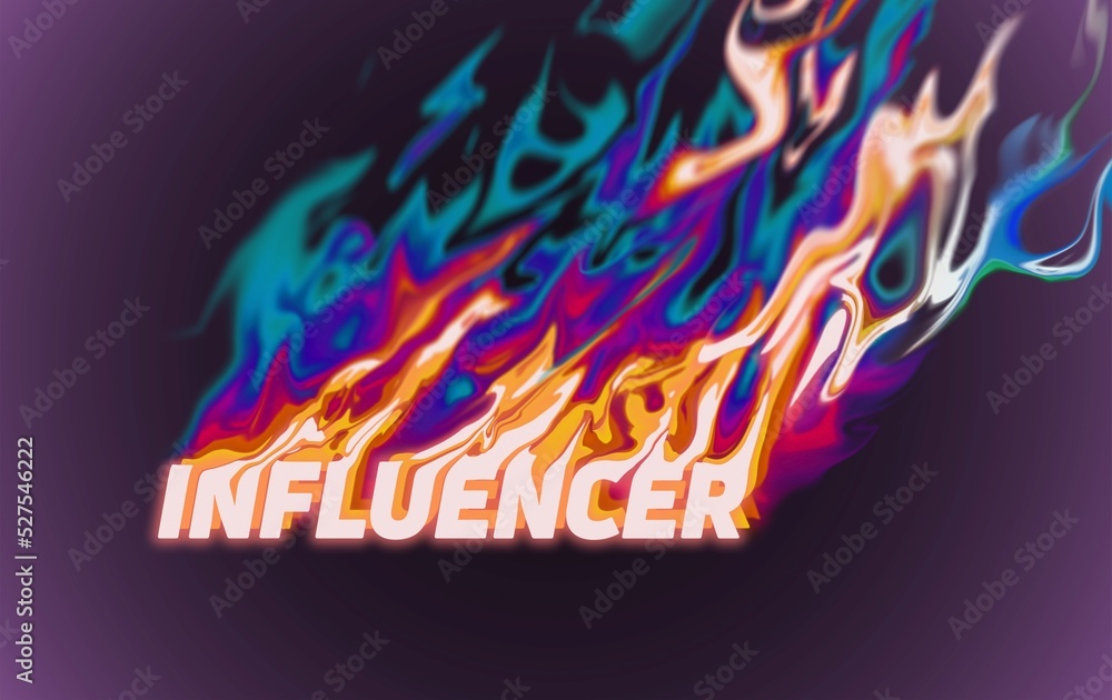 Aufkleber influencer. abstract concept colorful typography design illustration in the 80s and 90s synthwave st