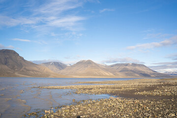 landscape view of the sea in the coast of Svalbard in the arctic ocean