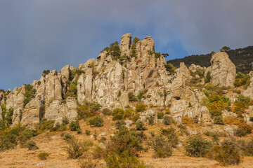 Rocky slope of the Demerdzhi mountain range