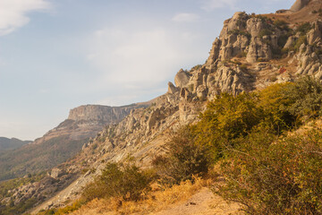 Rocky slope of the Demerdzhi mountain range