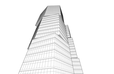 Linear architectural drawing vector illustration