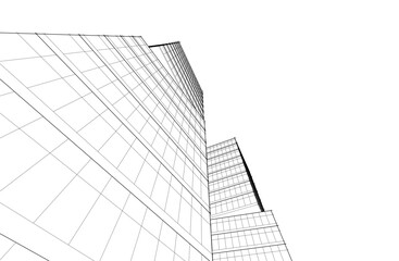 Fototapeta premium Linear architectural drawing vector illustration