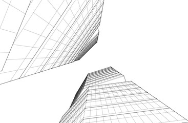 Fototapeta premium Linear architectural drawing vector illustration