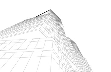 Linear architectural drawing vector illustration