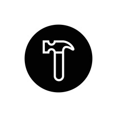 Hammer tool icon design, black and white color - Vector