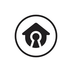 Home secure logo design, house and keyhole logo icon vector