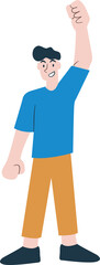 Obraz premium flat design style Happy Man Raise Hand up cartoon characters