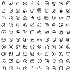 social media icon pack, interactive icons, hand drawn icons