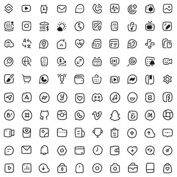 Social Media Icon Pack, Interactive Icons, Hand Drawn Icons