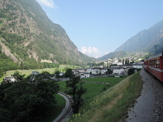 World heritage express train Bernina Express in Switzerland