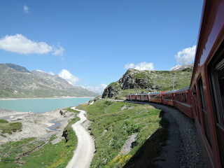 World heritage express train Bernina Express in Switzerland