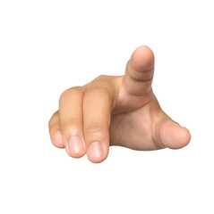 Front view of business woman hand click isolate