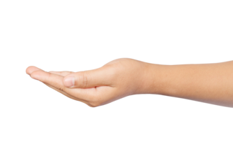 Empty open hand holding of woman isolated ,Palm up