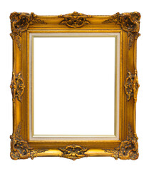 Blank golden vintage frame isolated