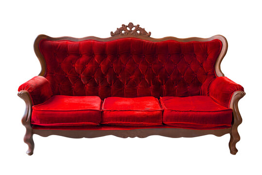 Vintage red sofa isolated  for design