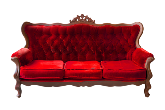 Vintage red sofa isolated  for design
