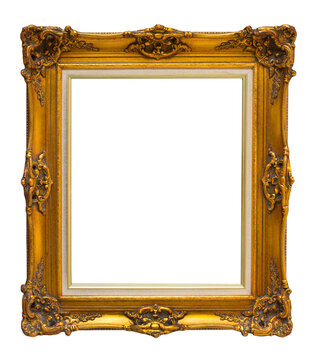Blank golden vintage frame isolated