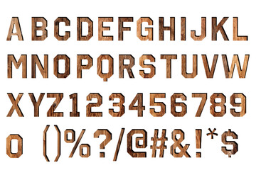 vintage wood alphabet isolated for design
