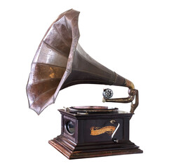 Vintage gramophone isolate for design - retro technology.